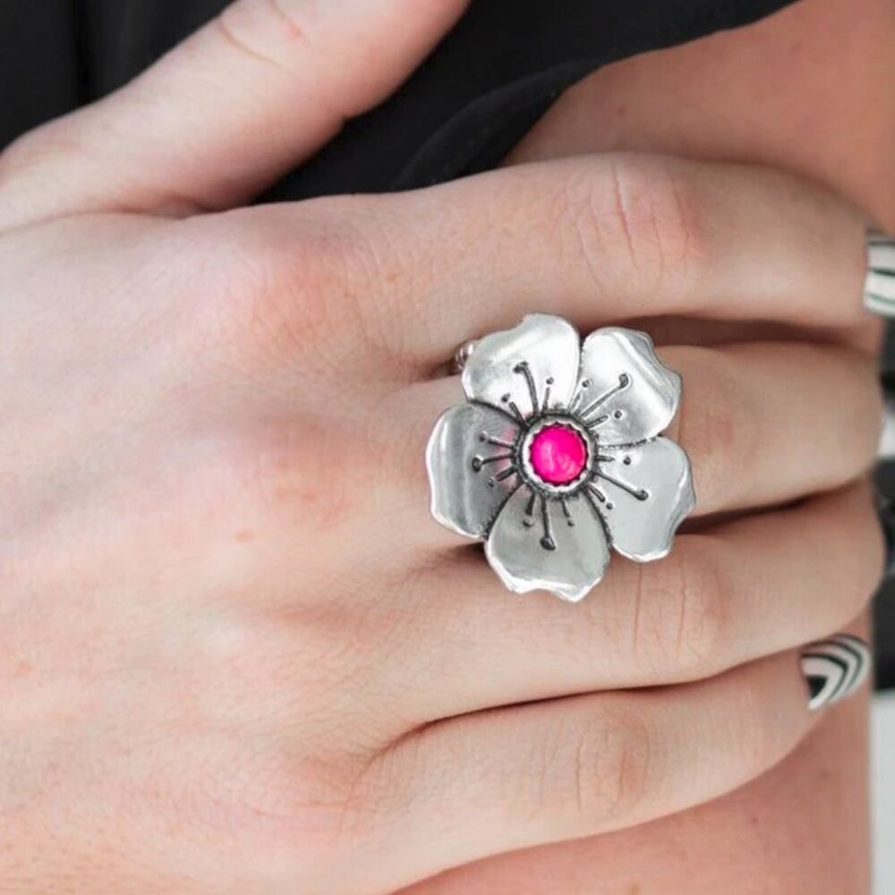 Paparazzi Jewelry Accessories - Boho Blossom - Pink Ring - Vintage
